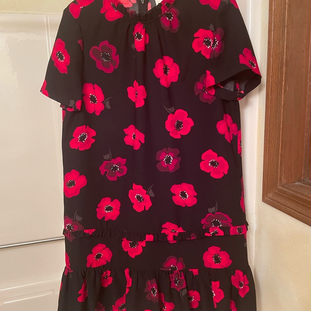 Kate Spade Black and Red Floral Poppy Dress